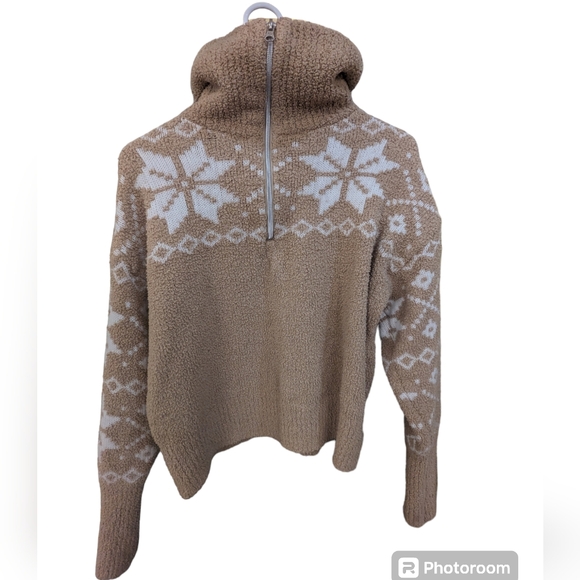 Time & Tru Quarter Zip Pullover Seater Beige Nordic Sz Medium - Picture 4 of 7